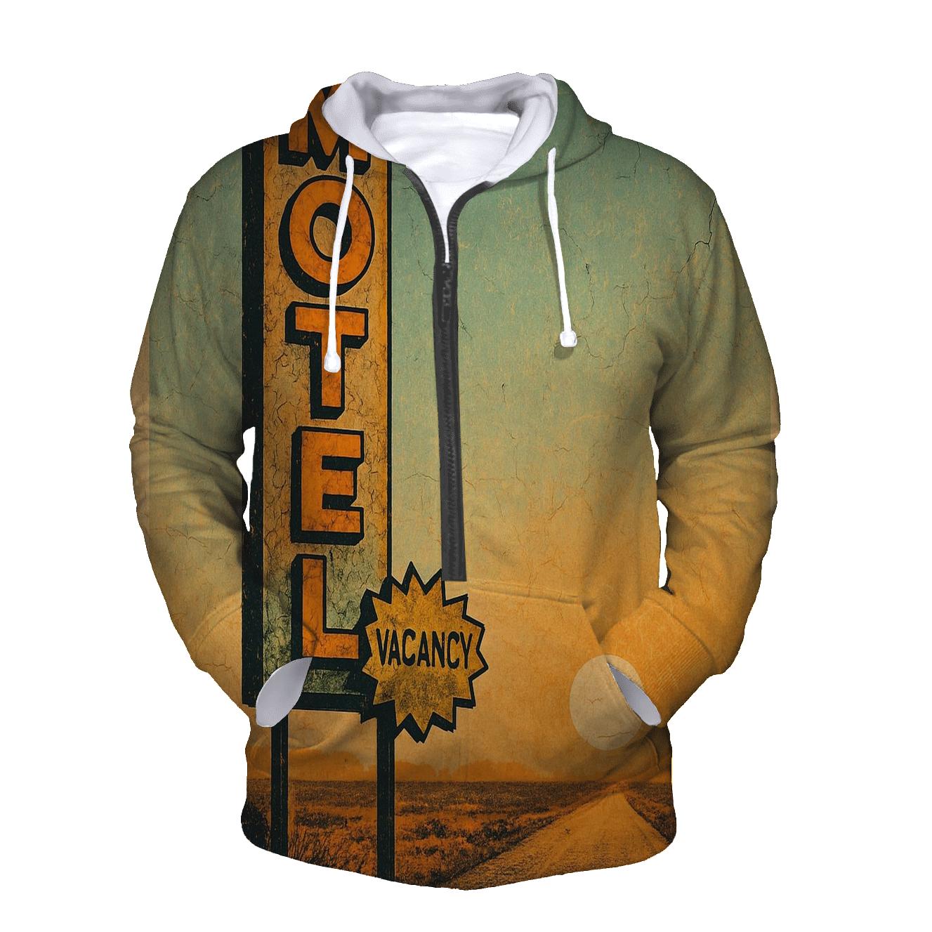 Faded Route Motel Roadside Sign zip-up hoodies
