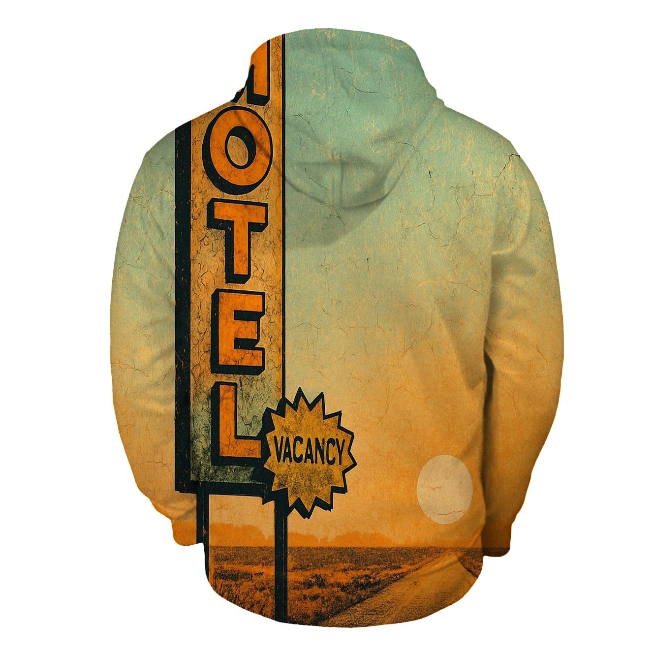 Faded Route Motel Roadside Sign zip-up hoodies