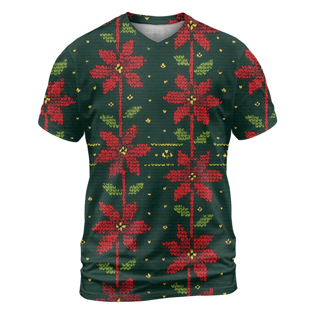 Poinsettia Zigzag Ladder Design trendy printed shirt styles