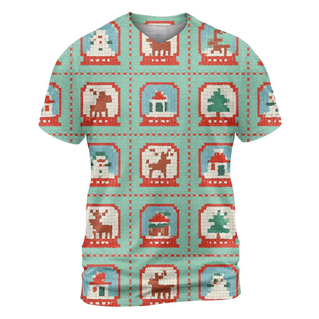 Snow Globe Window Grid Design trendy printed shirt styles