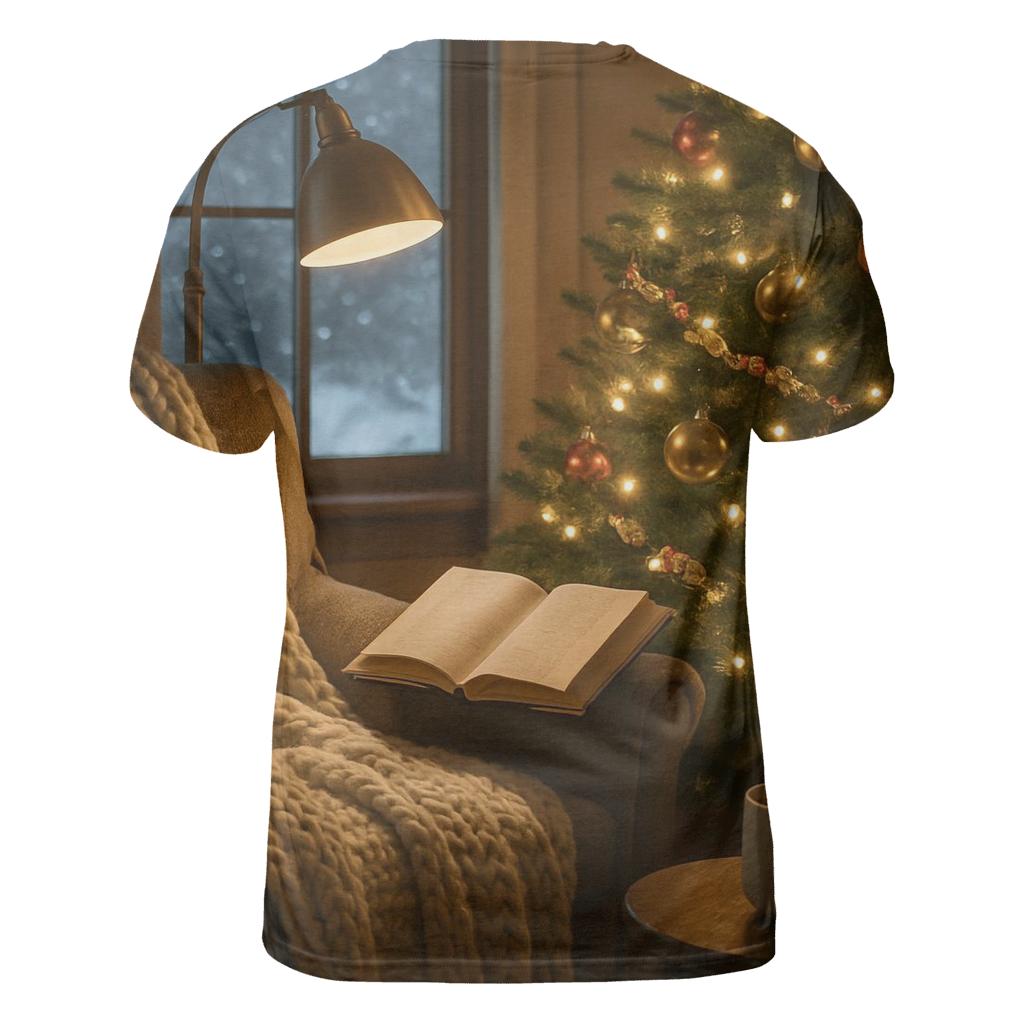 Cozy Reading Nook With Christmas Tree designer pattern shirts