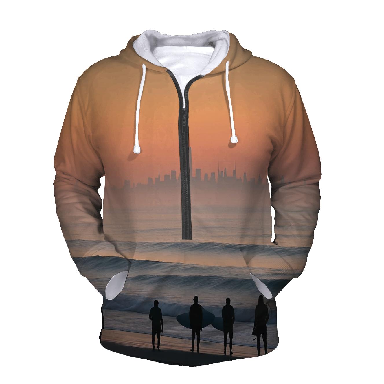 Sunrise From Rockaway With Distant Towers pullover hoodies