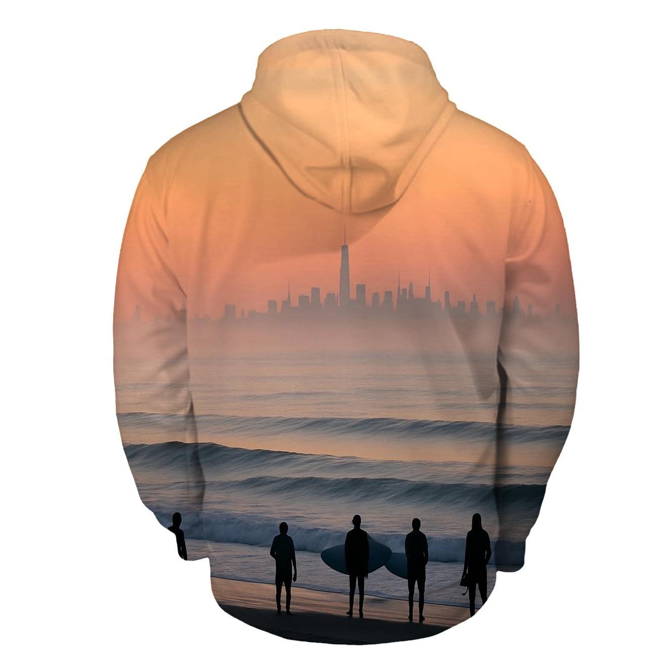 Sunrise From Rockaway With Distant Towers pullover hoodies