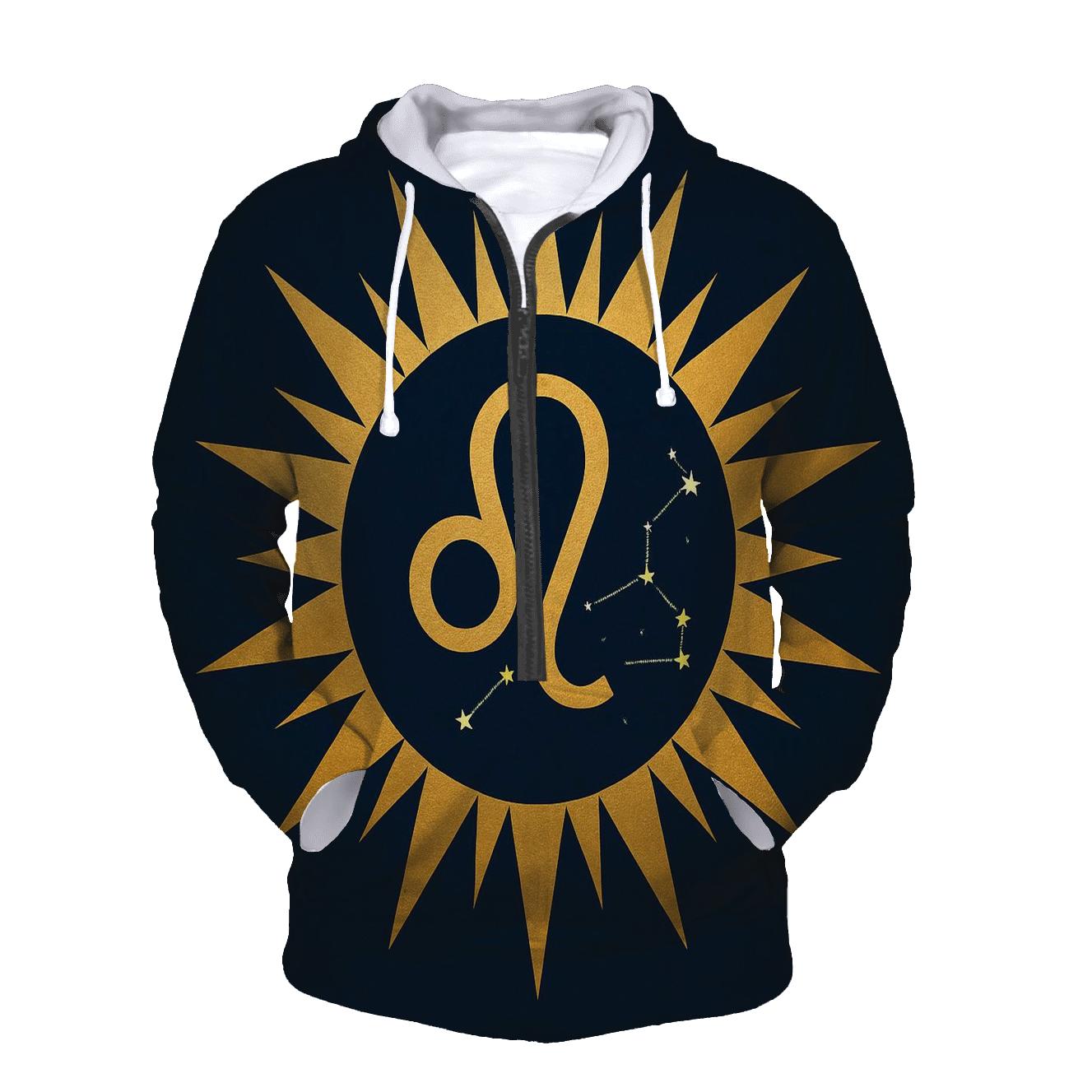Leo Solar Crest Radiance graphic hoodies