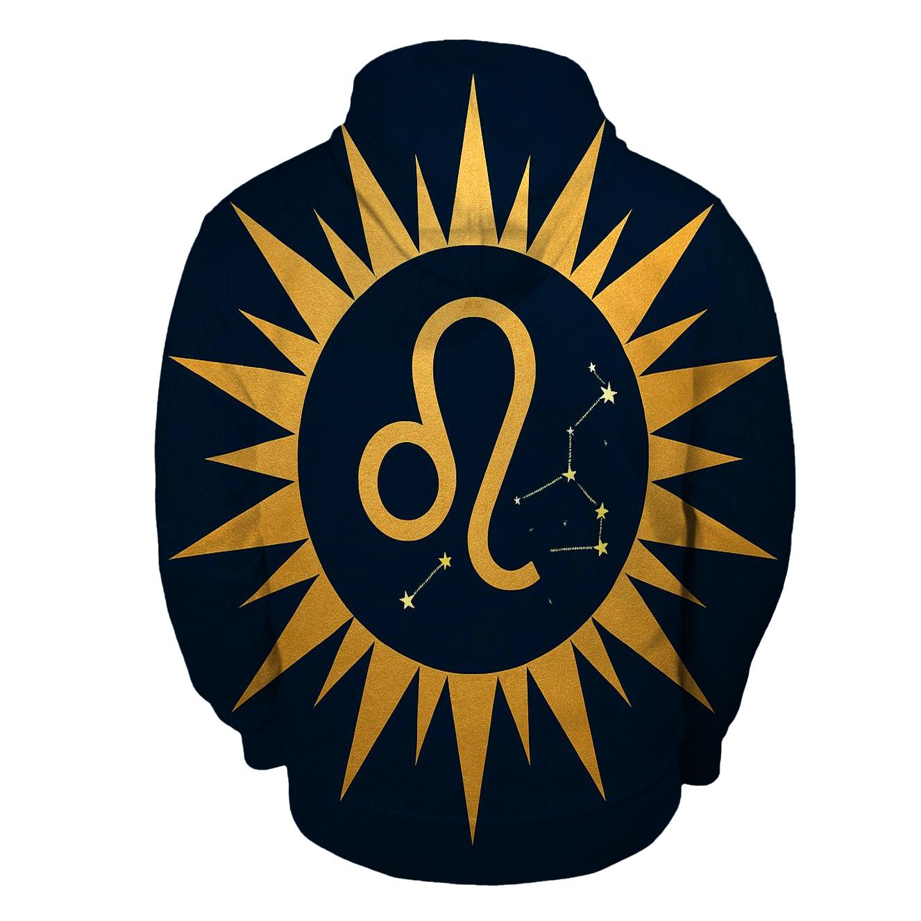 Leo Solar Crest Radiance graphic hoodies