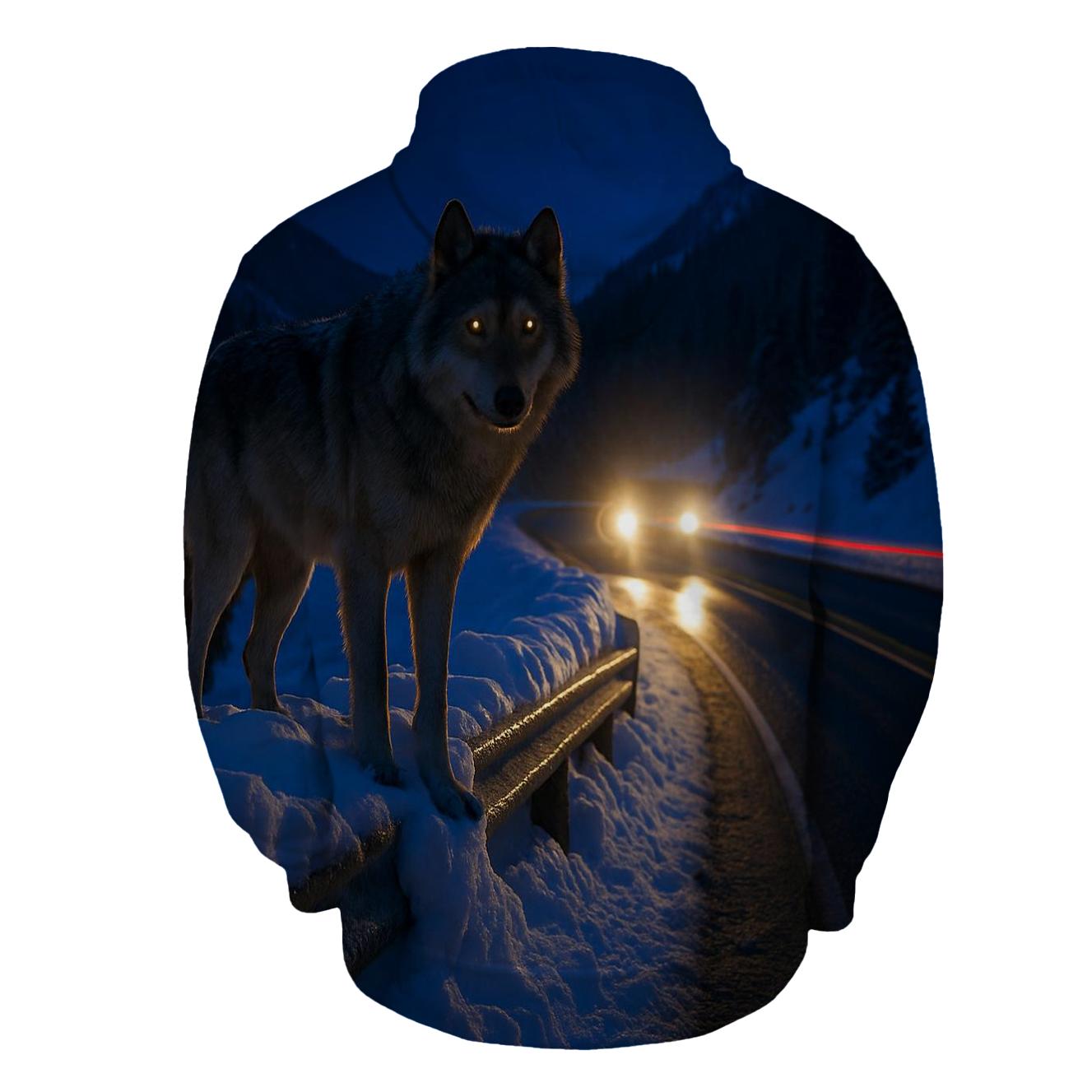 Snowplow Roadside Wolf At Dusk lightweight hoodies