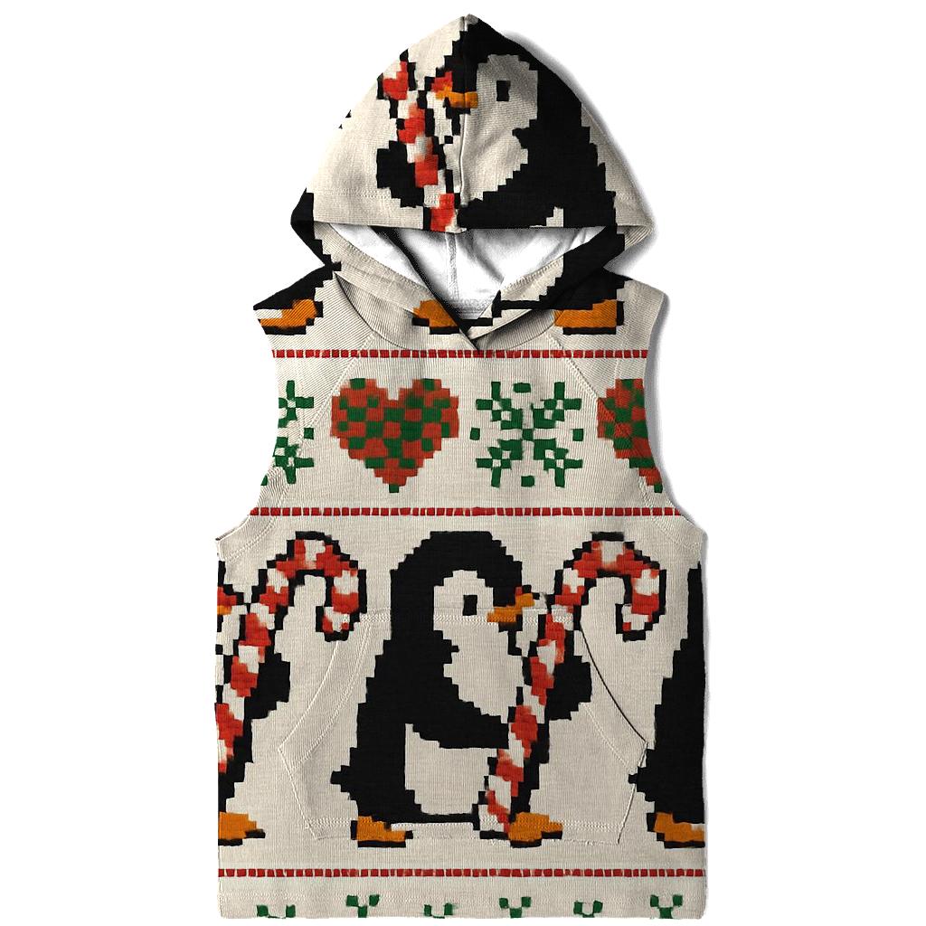 Candy Cane Penguin March Design printed hoodies