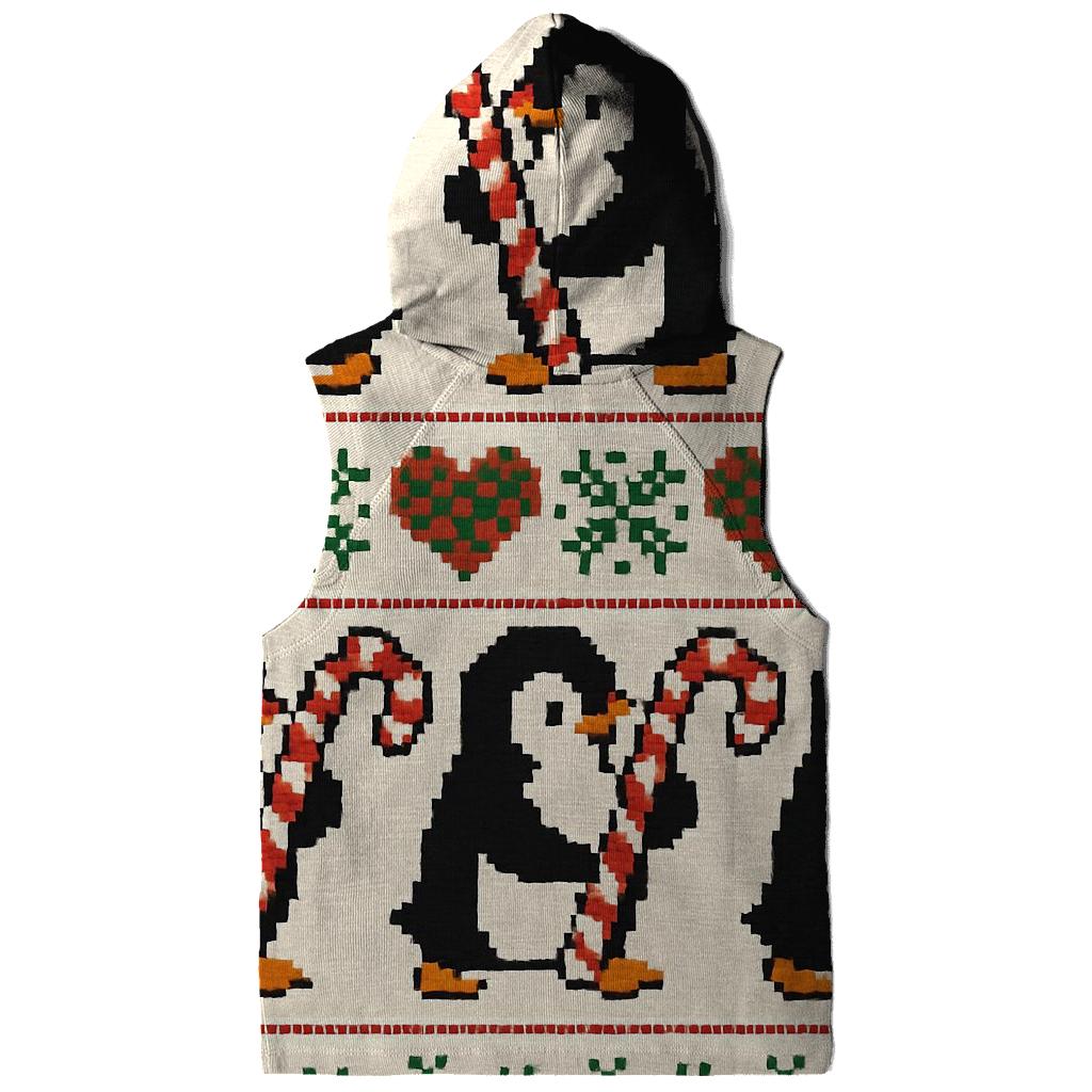 Candy Cane Penguin March Design printed hoodies