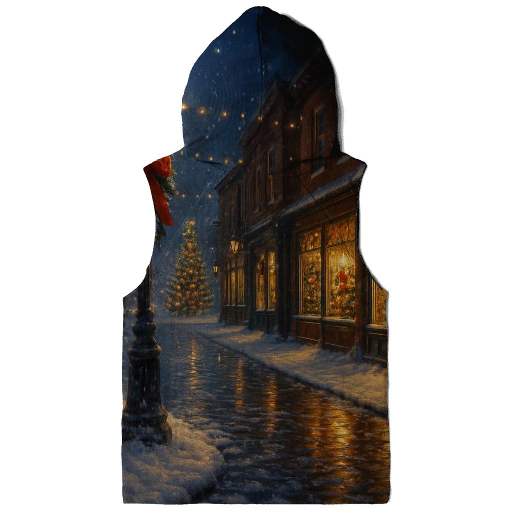 Midnight Snowfall On Main Street zip-up hoodies