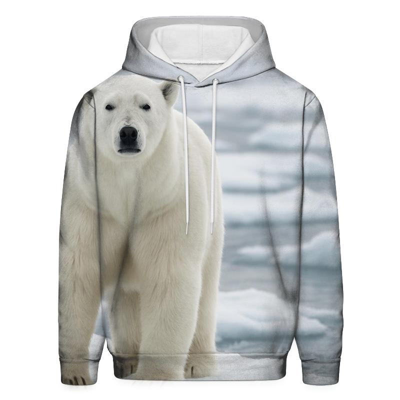 Ice Floe Sentinel Polar Bear graphic hoodies
