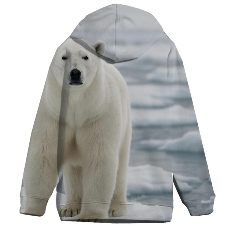 Ice Floe Sentinel Polar Bear graphic hoodies