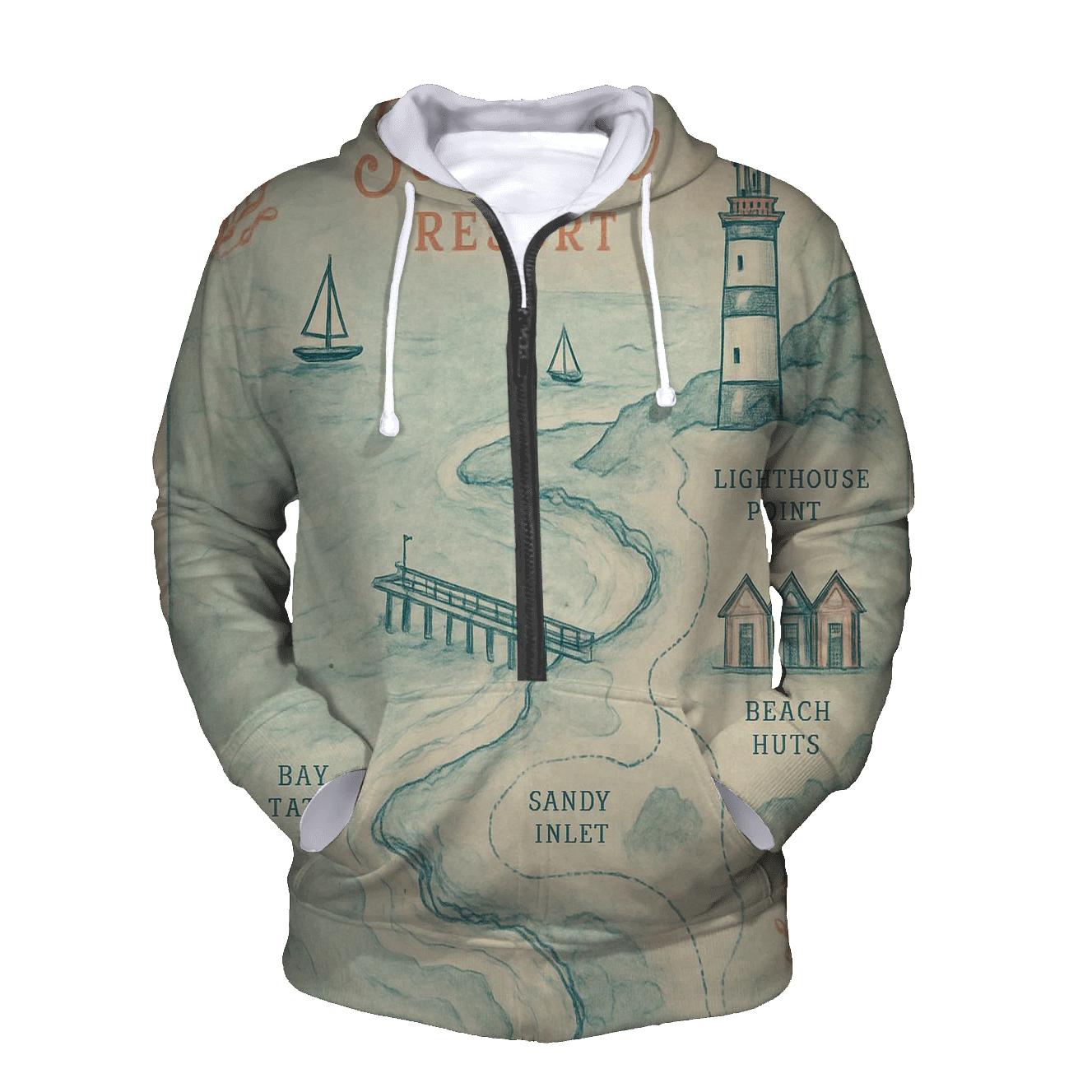 Vintage Seaside Holiday Souvenir Map graphic hoodies