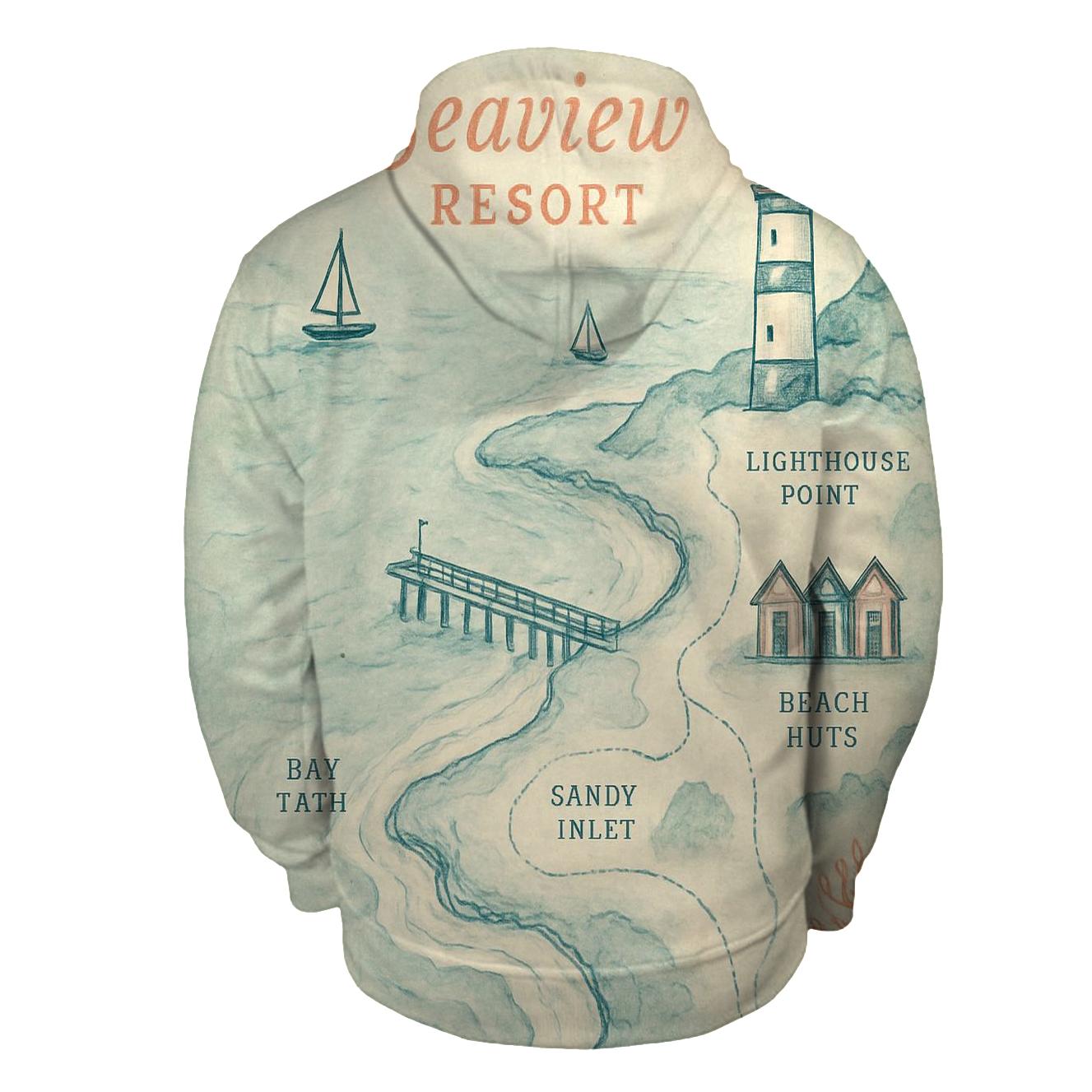 Vintage Seaside Holiday Souvenir Map graphic hoodies