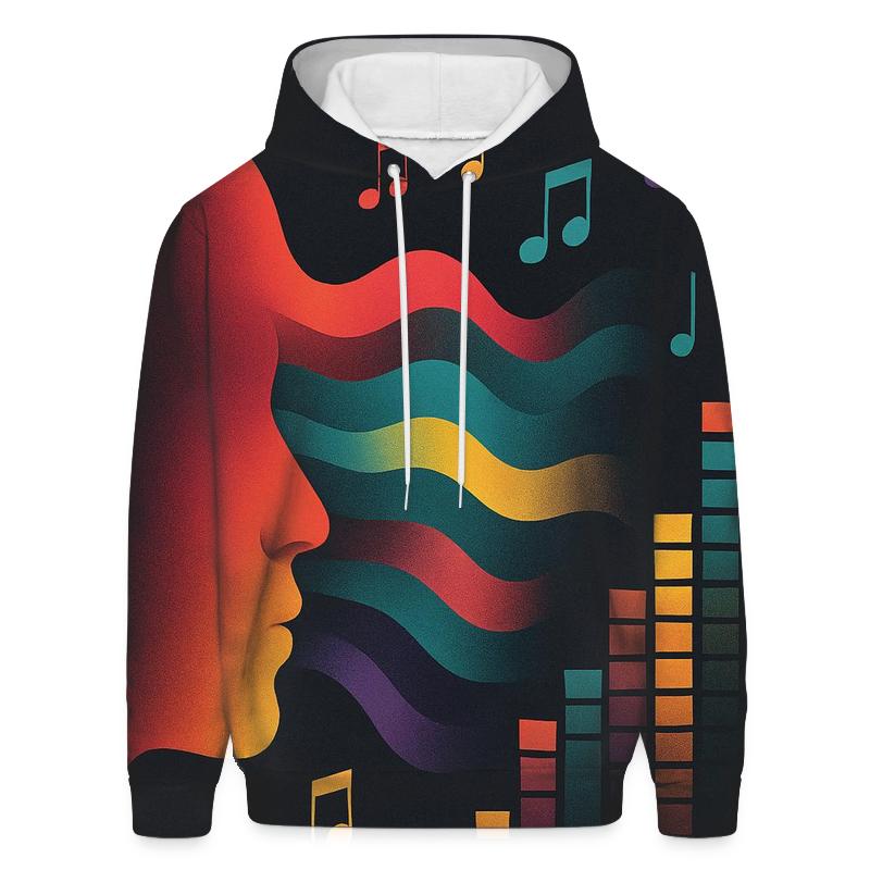 Chromatic Sound Wave Portrait printed hoodies