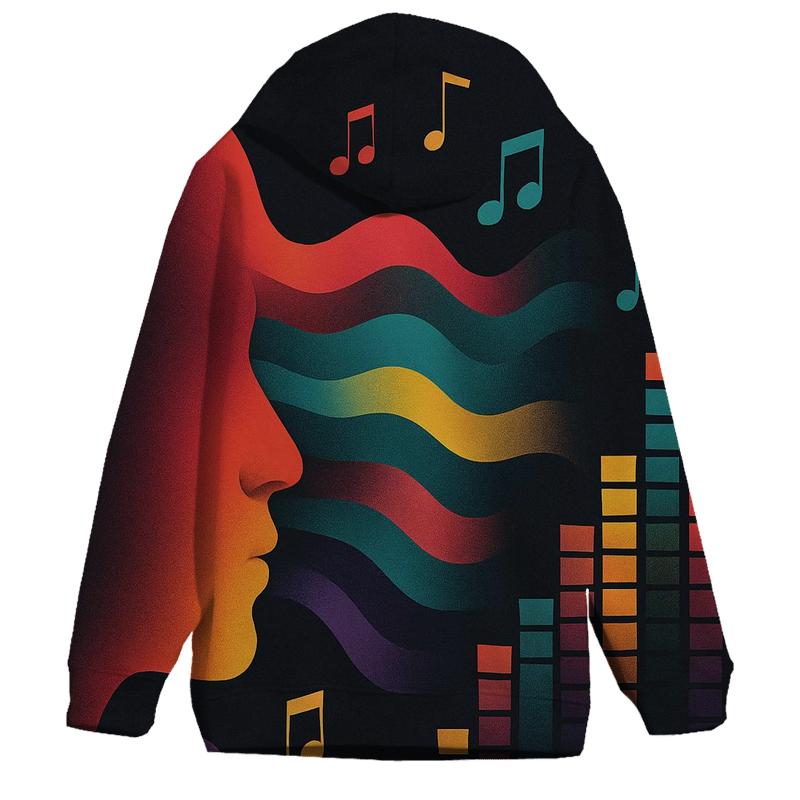 Chromatic Sound Wave Portrait printed hoodies