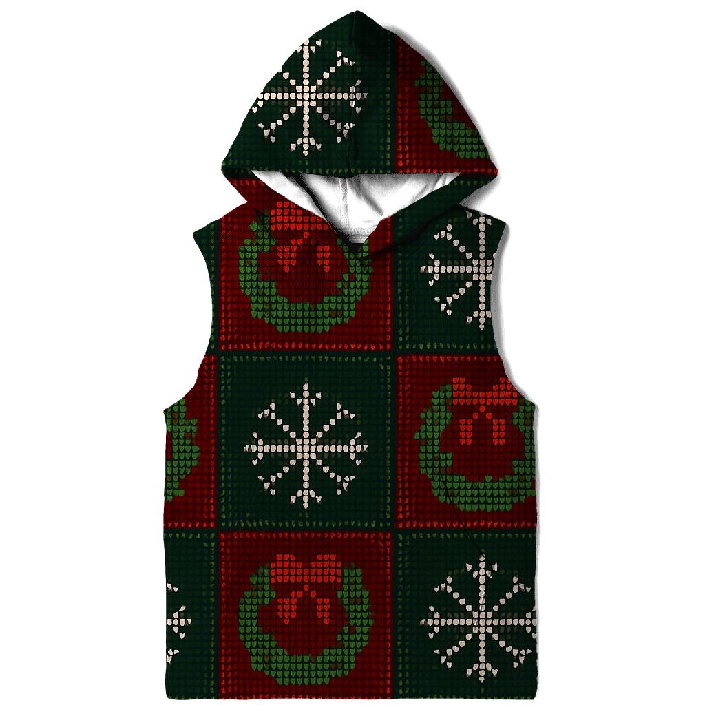 Holly Wreath Checkerboard Design graphic hoodies