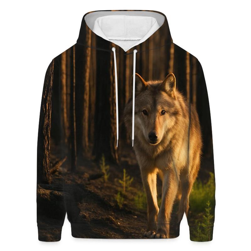 Timber Wolf At Burned Forest Edge lightweight hoodies