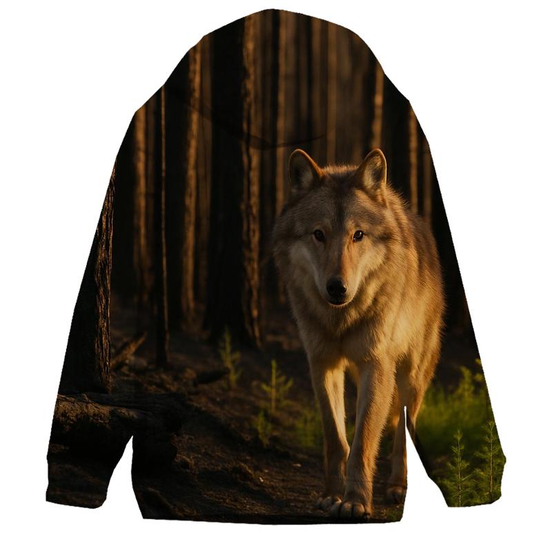 Timber Wolf At Burned Forest Edge lightweight hoodies