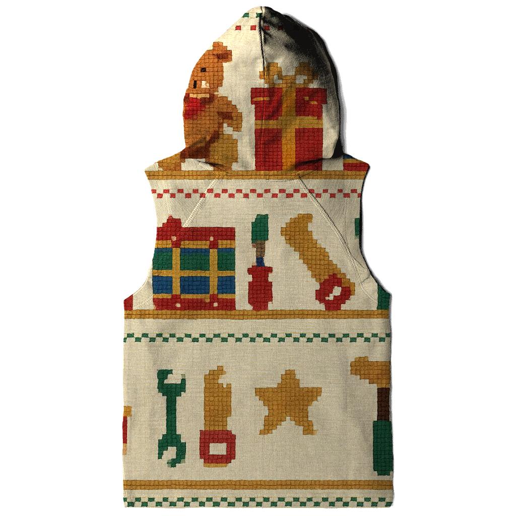 North Pole Toy Workshop Rows Design embroidered hoodies