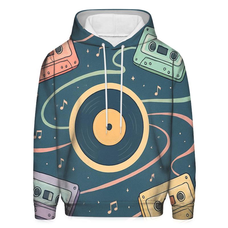 Retro Cassette Solar System embroidered hoodies