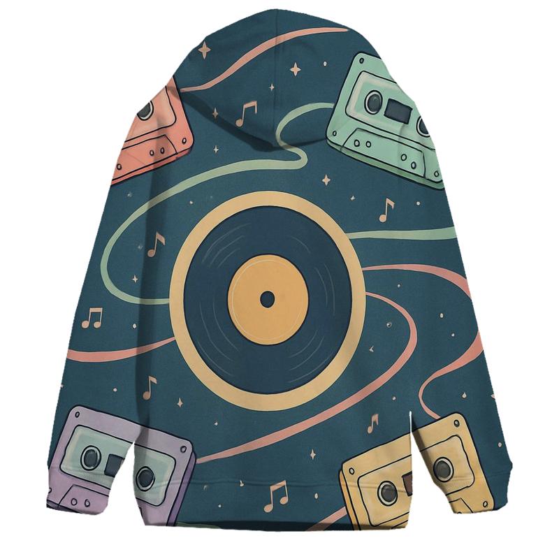 Retro Cassette Solar System embroidered hoodies