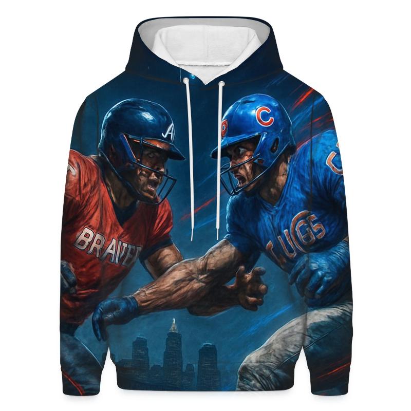 Skyline Battle Under Stadium Lights Braves And Cubs lightweight hoodies