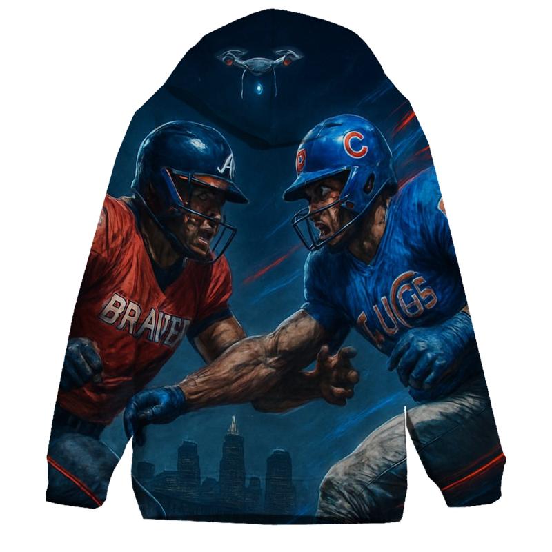 Skyline Battle Under Stadium Lights Braves And Cubs lightweight hoodies