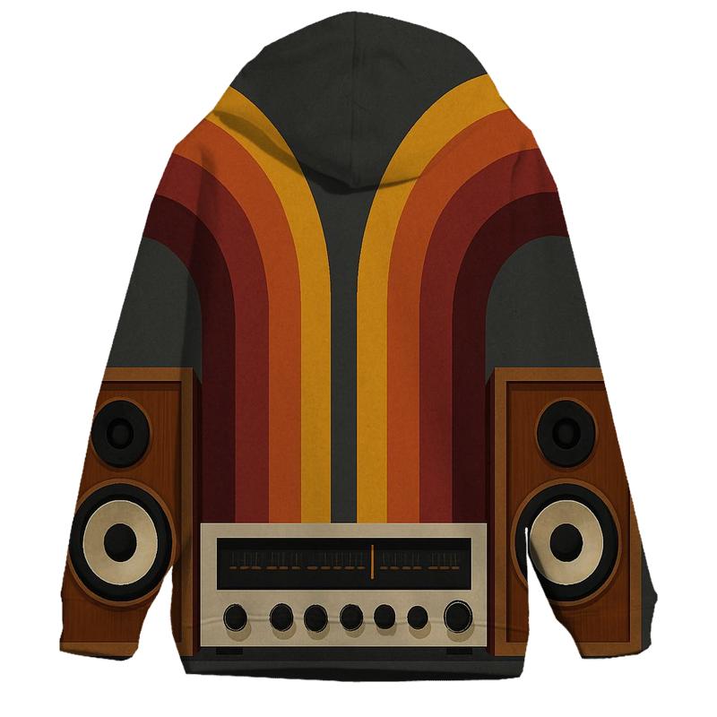 Retro Stereo Sound Waves pullover hoodies