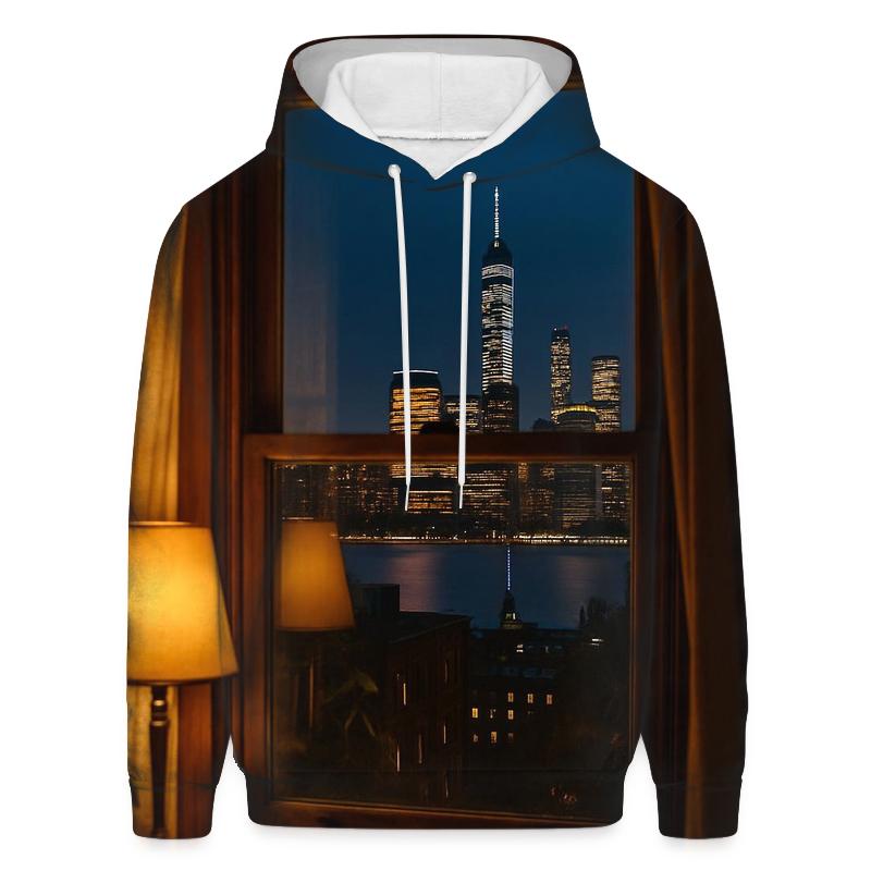 Brooklyn Brownstone Window Skyline Glimpse graphic hoodies