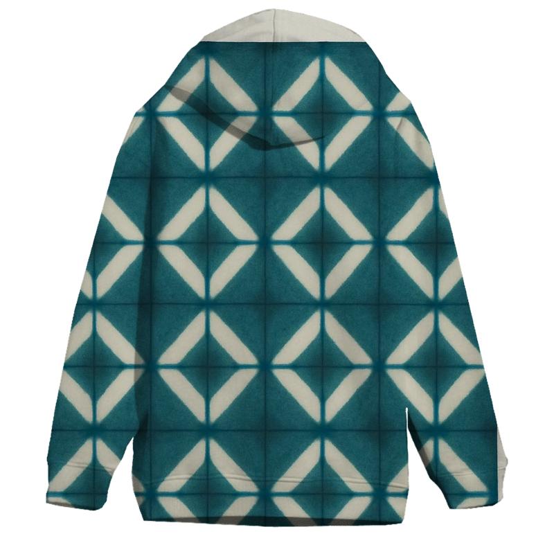 Teal Itajime Clamp Lattice hoodie designs