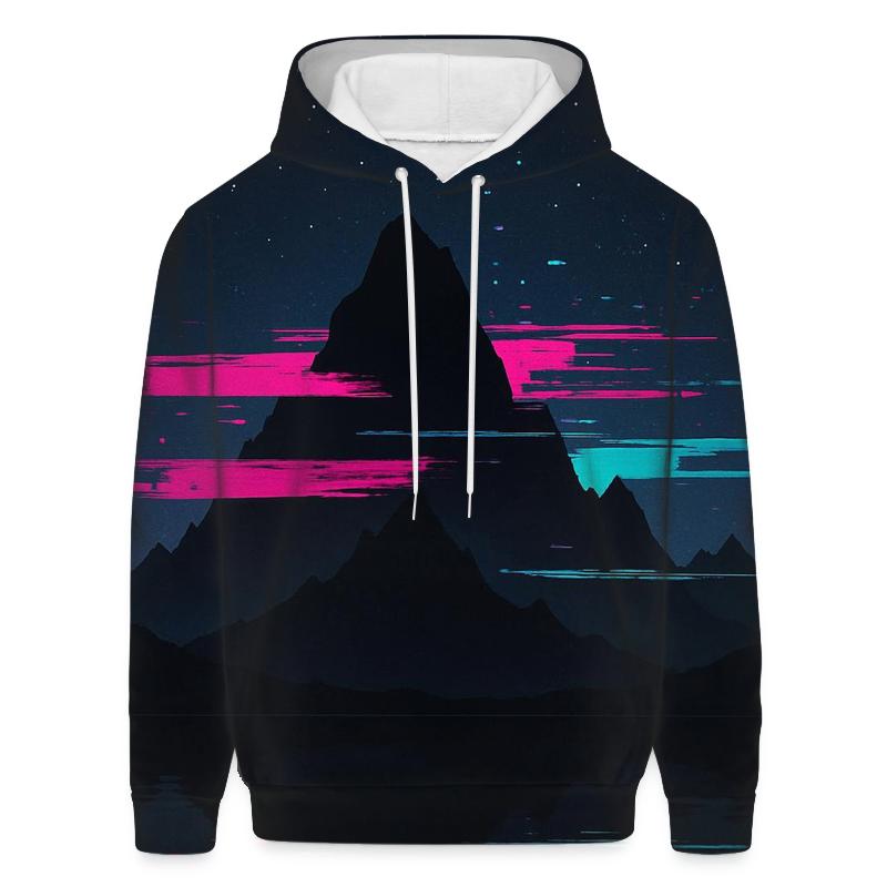 Midnight Mountain Glitch heavyweight hoodies