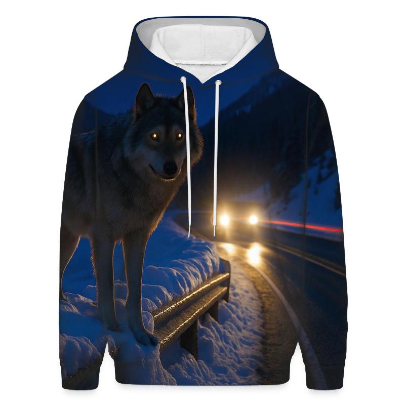 Snowplow Roadside Wolf At Dusk heavyweight hoodies