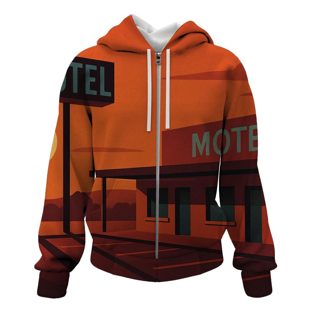Sunset Motel Neon Dreams zip-up hoodies
