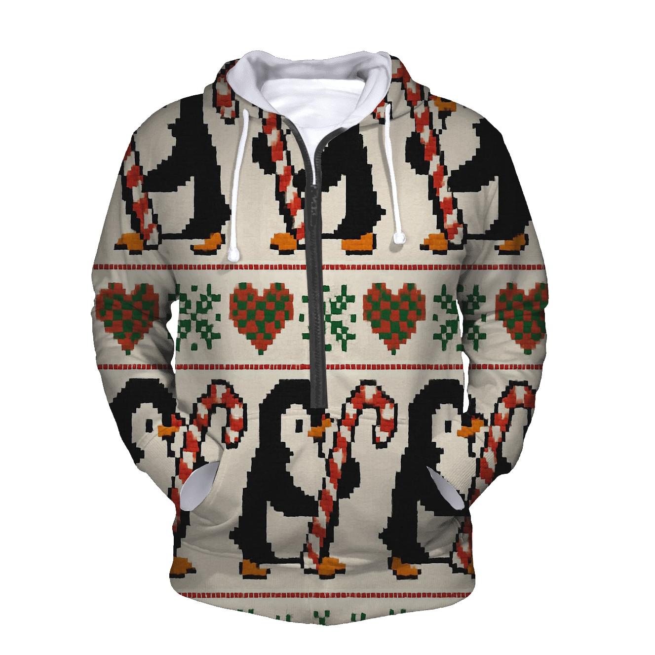 Candy Cane Penguin March Design heavyweight hoodies