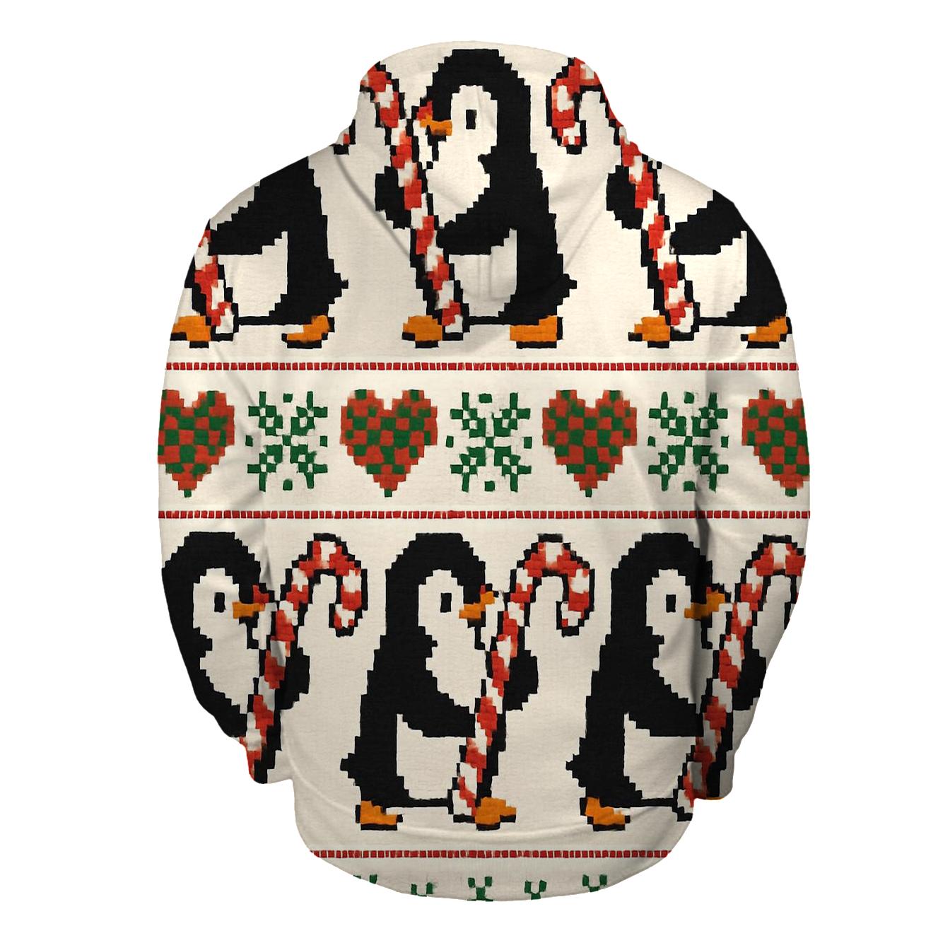 Candy Cane Penguin March Design heavyweight hoodies
