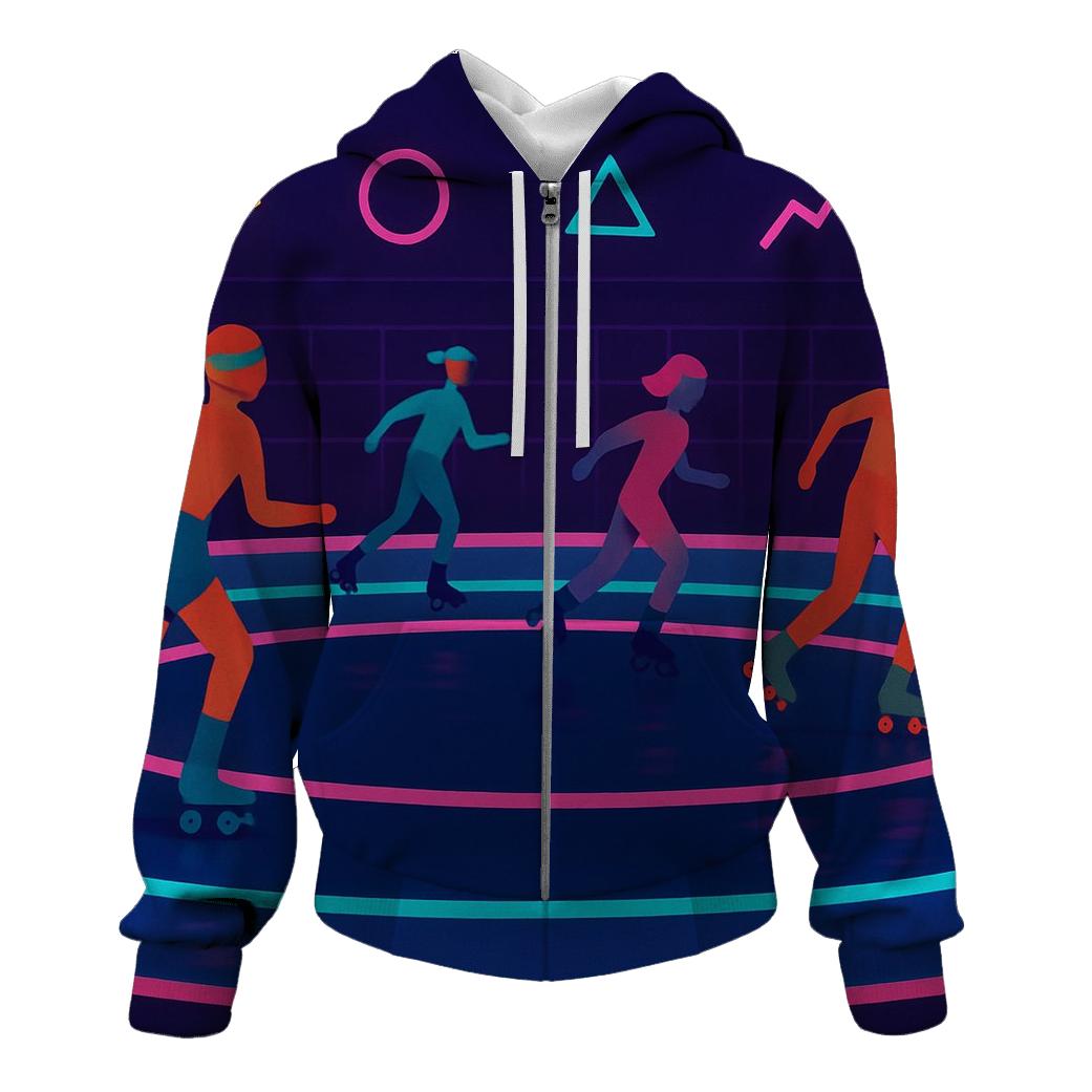 Neon Roller Rink Night printed hoodies