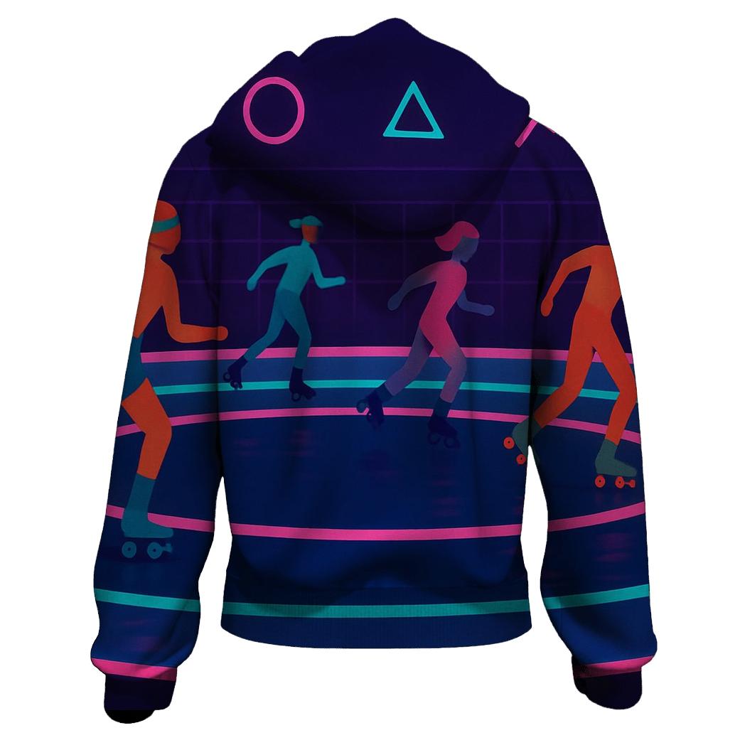 Neon Roller Rink Night printed hoodies