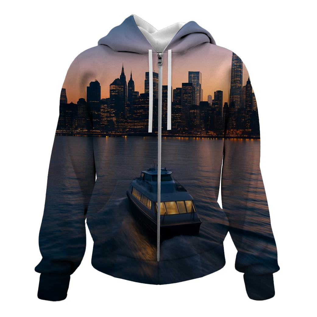 Hudson River Ferry Dawn Approach heavyweight hoodies