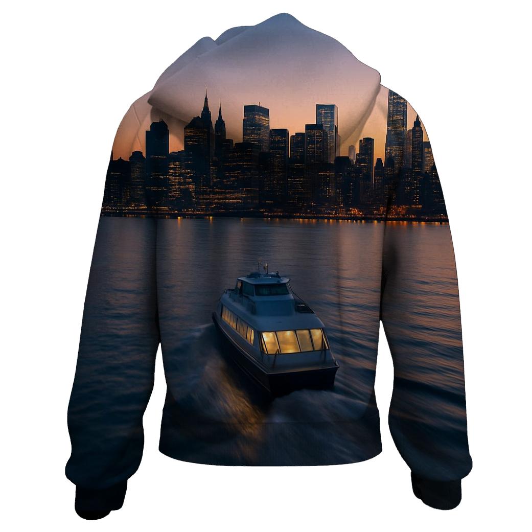 Hudson River Ferry Dawn Approach heavyweight hoodies