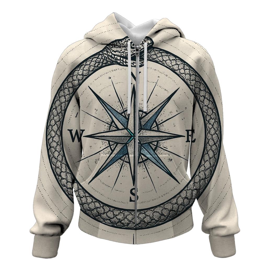 Celestial Circuit Ouroboros Compass hoodie styles