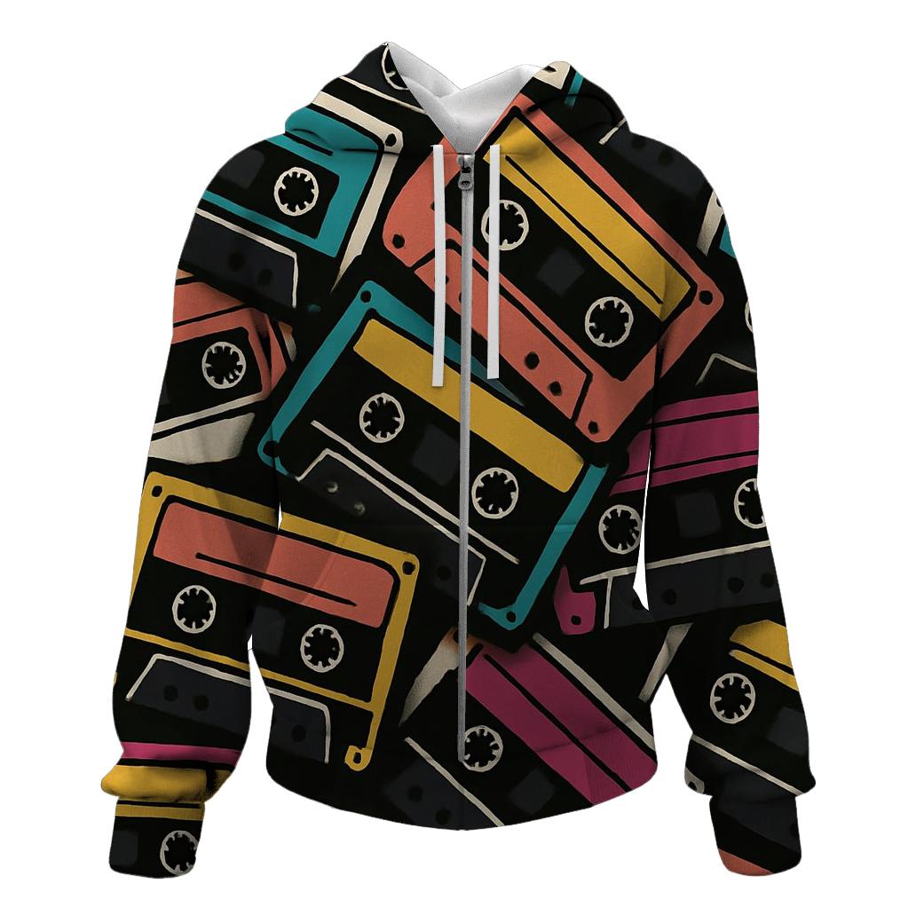 Analog Cassette Mosaic embroidered hoodies