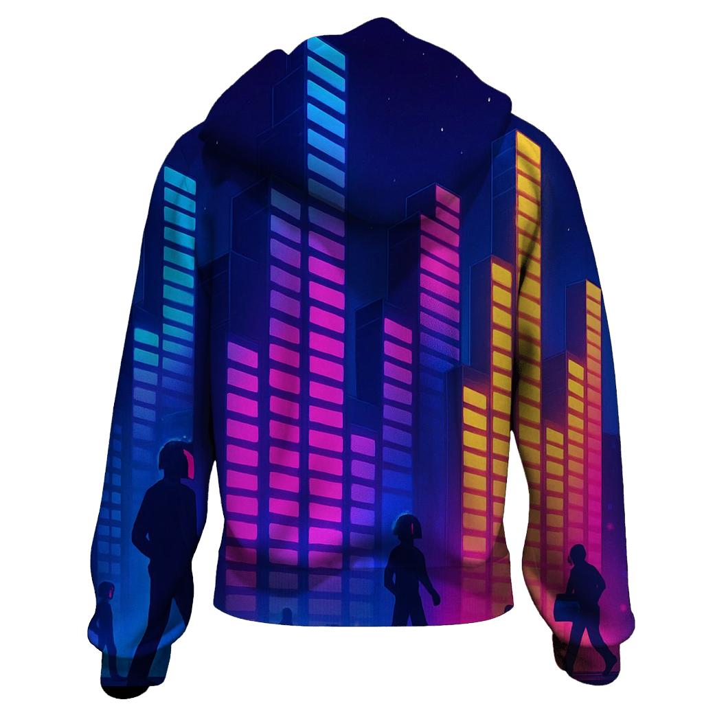 Neon Equalizer Skyline designer hoodies