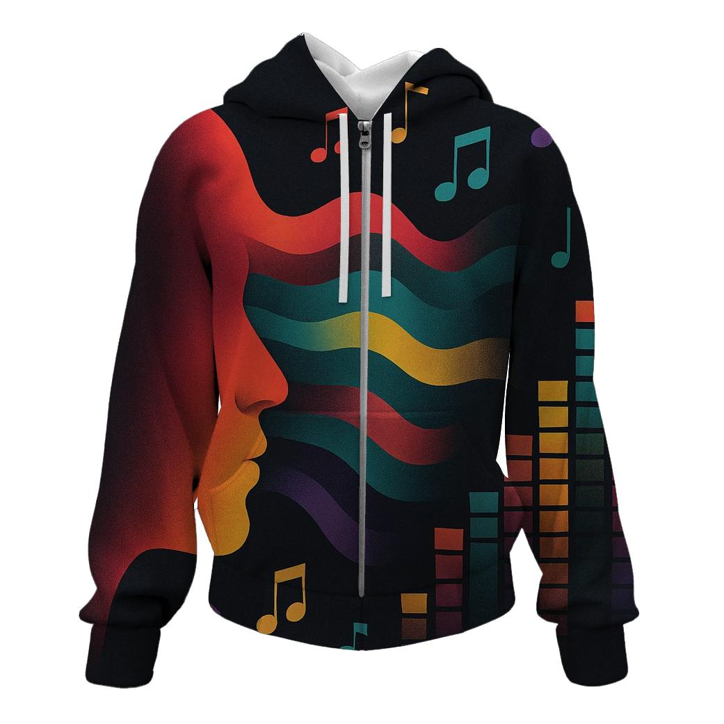 Chromatic Sound Wave Portrait graphic hoodies