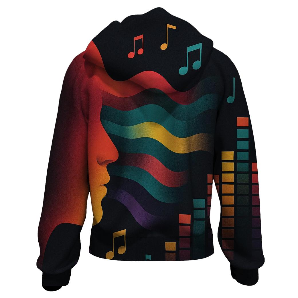 Chromatic Sound Wave Portrait graphic hoodies