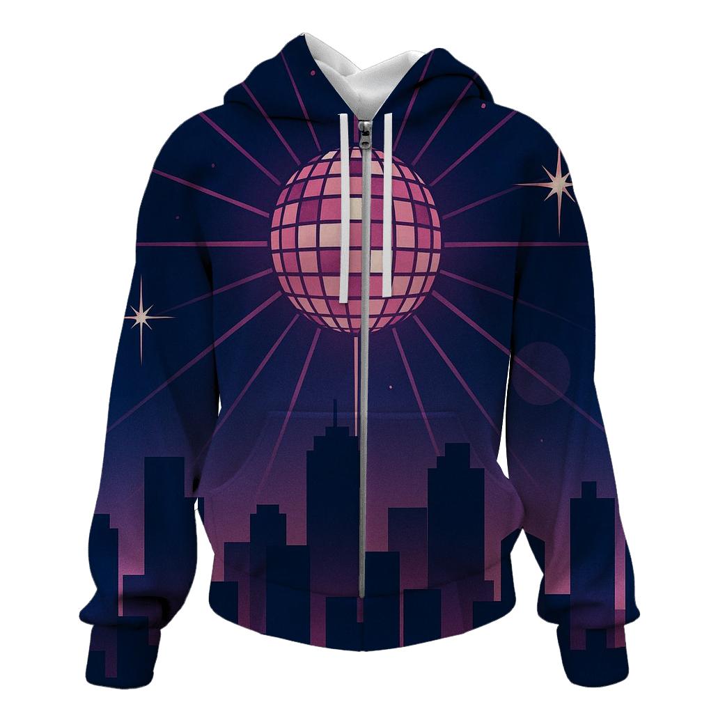 Disco City Skyline Night graphic hoodies