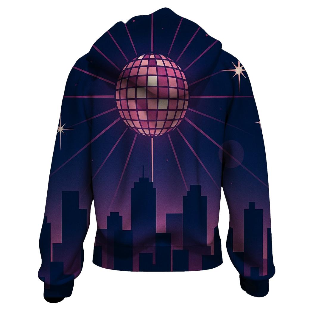 Disco City Skyline Night graphic hoodies