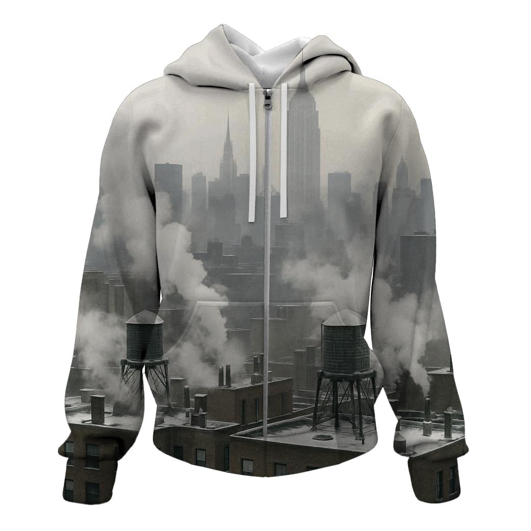 Winter Smoke Over Midtown Rooftops lightweight hoodies
