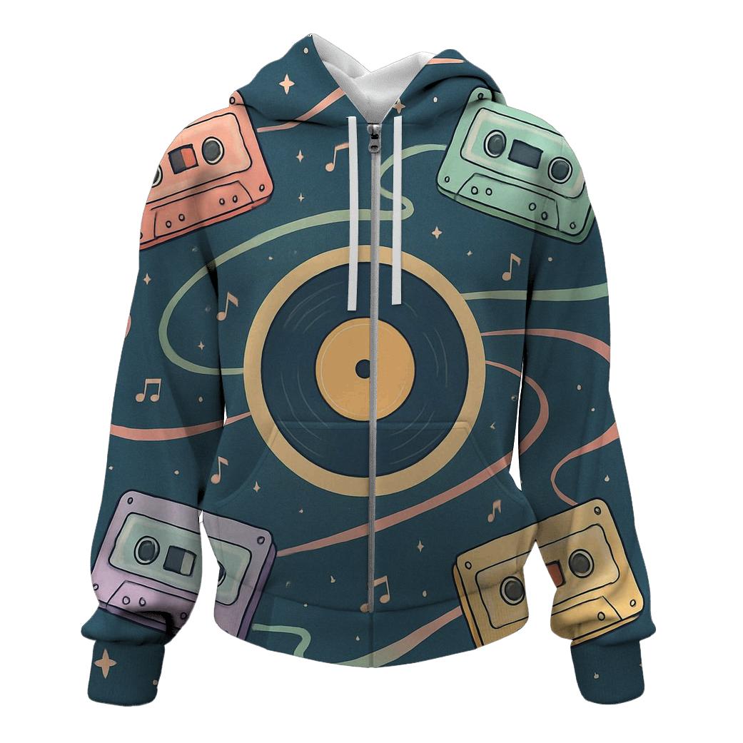 Retro Cassette Solar System pullover hoodies