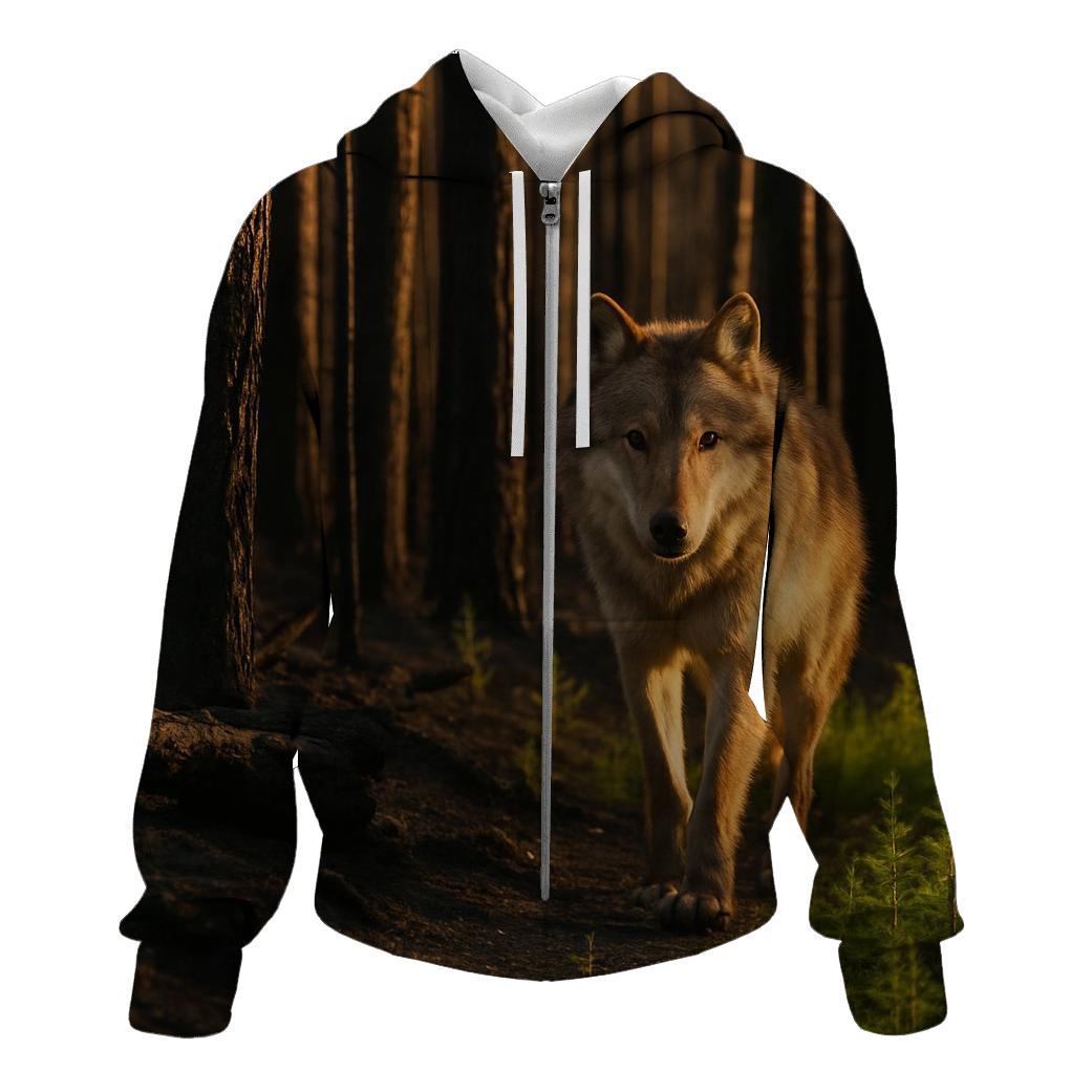 Timber Wolf At Burned Forest Edge designer hoodies