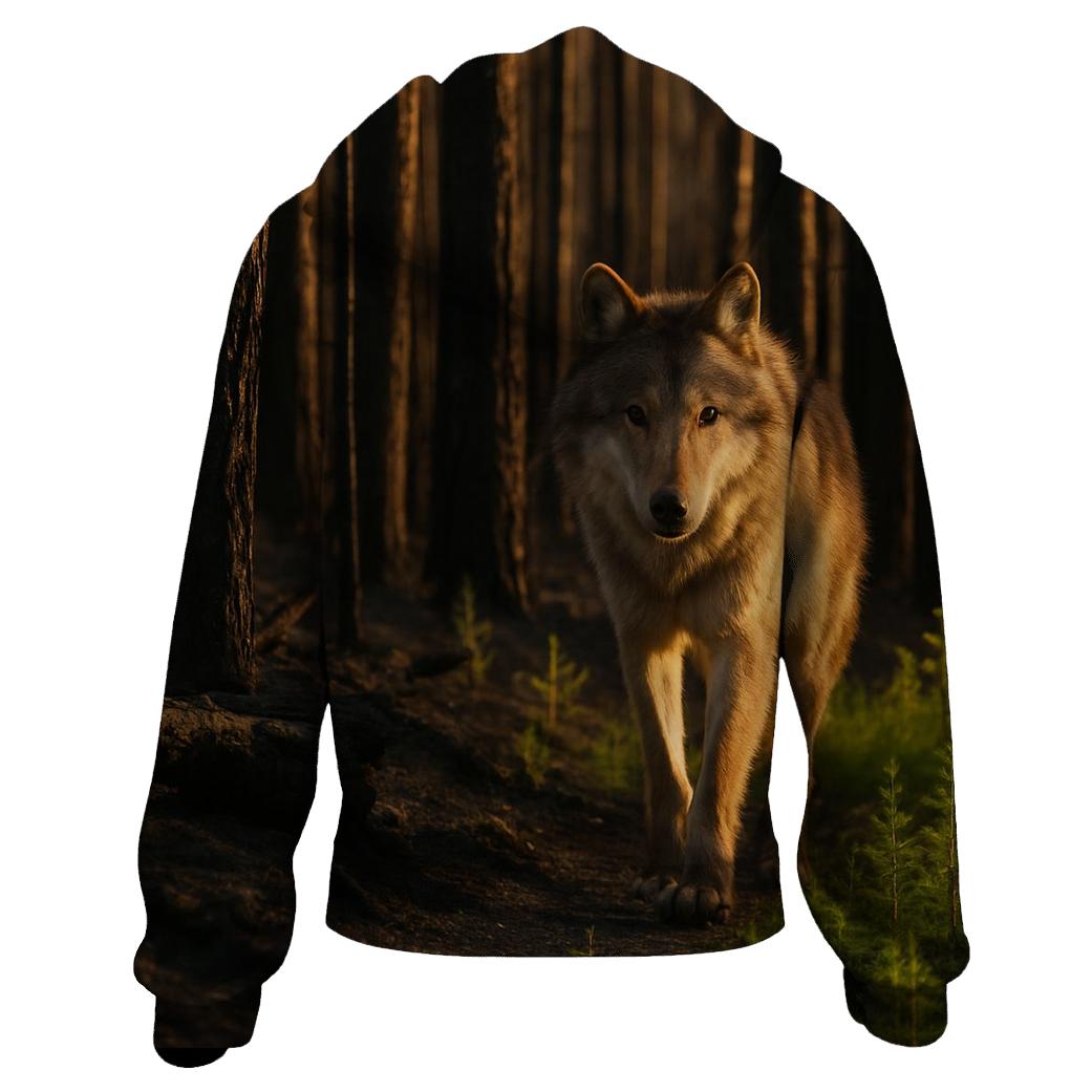 Timber Wolf At Burned Forest Edge designer hoodies